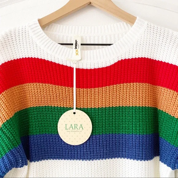 NWT LARA rainbow stripped sweater - Picture 6 of 8